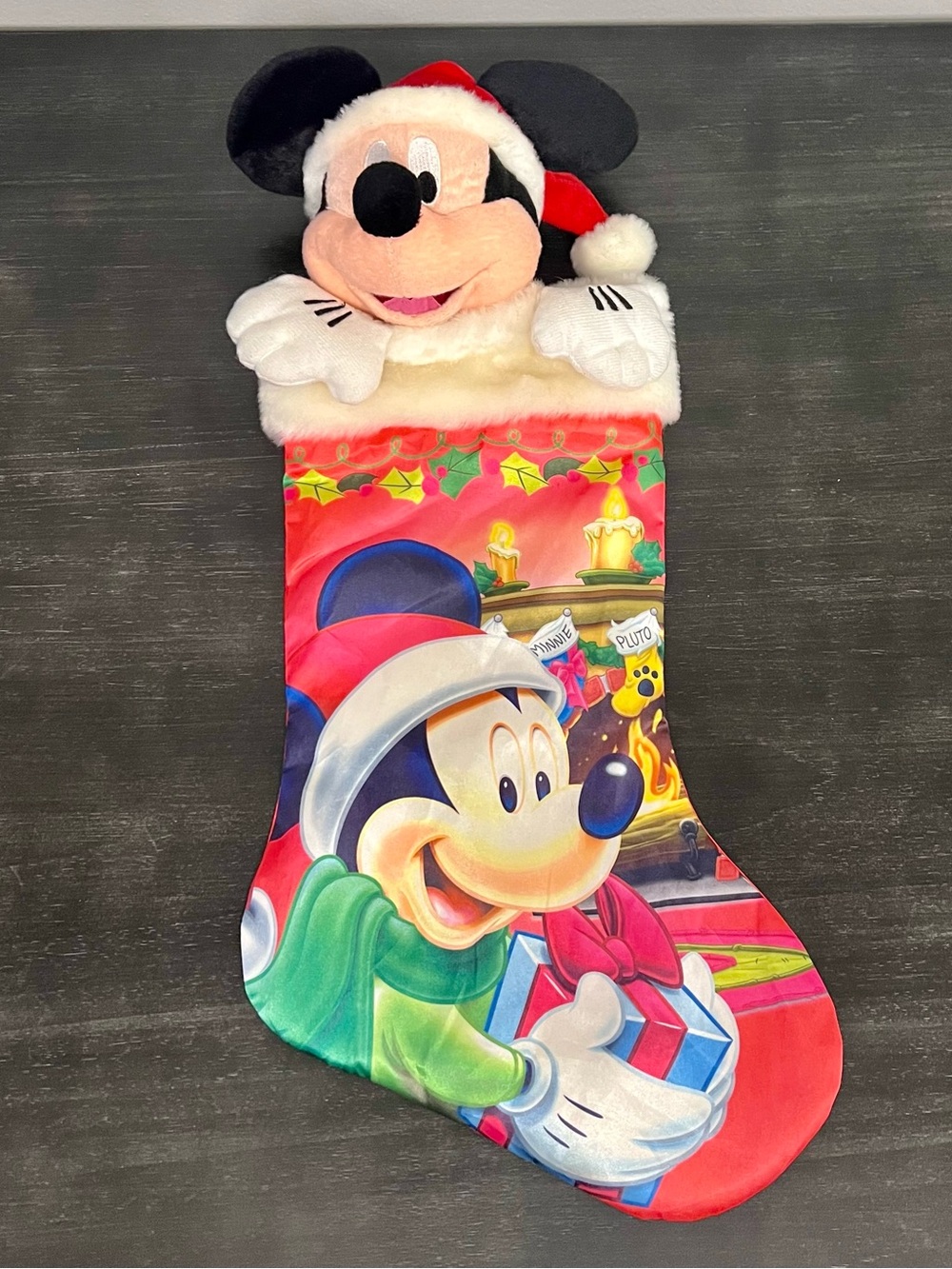 Disney Mickey Mouse 3D Plush Christmas Holiday Stocking 21” Colorful Disneyana